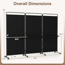 3-Panel Room Divider with Shelves 6 FT Tall Folding Privacy Screen with Lockable Wheels by DirectDeals