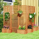 3-Panel Freestanding Garden Fence with 2 Planter Boxes - Yellow by LJGDeals