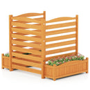 3-Panel Wood Air Conditioner Fence with Planter Box Freestanding Privacy Screen-Yellow by LJGDeals