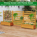 3-Panel Wood Air Conditioner Fence with Planter Box Freestanding Privacy Screen-Yellow by LJGDeals