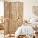 3-Panel Room Divider with Palm Leaf Design - 67" Tall