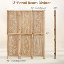 3-Panel Room Divider with Palm Leaf Design - 67" Tall