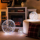 3 Pcs Lighted Christmas Balls Large Standing/Hanging Metal Sphere Lights with 435 LEDs by LJGDeals