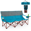 3 Person Folding Camping Chair with 2 Cup Holders Cotton Padding & Storage Bag