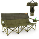 3 Person Folding Camping Chair with 2 Cup Holders Cotton Padding & Storage Bag by LJGDeals