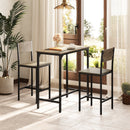 3 Piece Bar Table Set with Backrest and Footrest for Small Space