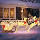 3-Piece Christmas Lighted Reindeer and Sleigh Set for Lawn & Garden by LJGDeals