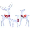 3-Piece Christmas Lighted Iridescent Reindeer Family Set with 215 Cold White LED Lights and Ground Stakes