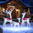3-Piece Christmas Lighted Iridescent Reindeer Family Set with 215 Cold White LED Lights and Ground Stakes by LJGDeals