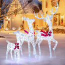 3-Piece Christmas Lighted Iridescent Reindeer Family Set with 215 Cold White LED Lights and Ground Stakes by LJGDeals