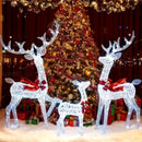 3-Piece Christmas Lighted Iridescent Reindeer Family Set with 215 Cold White LED Lights and Ground Stakes by LJGDeals