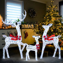 3-Piece Christmas Lighted Iridescent Reindeer Family Set with 215 Cold White LED Lights and Ground Stakes by LJGDeals