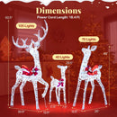3-Piece Christmas Lighted Iridescent Reindeer Family Set with 215 Cold White LED Lights and Ground Stakes by LJGDeals