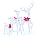 3-Piece Christmas Lighted Iridescent Reindeer Family Set with 215 Cold White LED Lights and Ground Stakes by LJGDeals