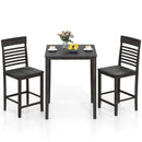 3-Piece Counter-Height Dining Table Set for 2 with Rubber Wood Frame and Footrest by LJGDeals