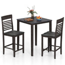 3-Piece Counter-Height Dining Table Set for 2 with Rubber Wood Frame and Footrest