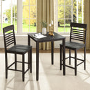 3-Piece Counter-Height Dining Table Set for 2 with Rubber Wood Frame and Footrest