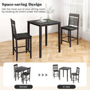 3-Piece Counter-Height Dining Table Set for 2 with Rubber Wood Frame and Footrest