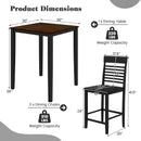 3-Piece Counter-Height Dining Table Set for 2 with Rubber Wood Frame and Footrest by LJGDeals