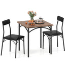 3-Piece Dining Table Set Square Kitchen Table and 2 Chairs for Dining Room-Rustic Brown by LJGDeals