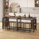 3 Pieces Dining Table Set with 3-Tier Storage Shelf and Metal Frame-Brown by LJGDeals