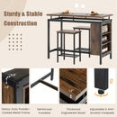 3 Pieces Dining Table Set with 3-Tier Storage Shelf and Metal Frame-Brown by LJGDeals
