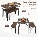3-Piece Dining Table Set for 4 with Metal Frame-Brown by LJGDeals