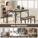 3-Piece Dining Table Set for 4 with Metal Frame-Brown by LJGDeals