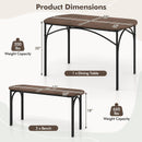 3-Piece Dining Table Set for 4 with Metal Frame-Brown by LJGDeals