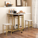 3 Piece Dining Table Set with 6-Bottle Wine Rack