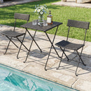 3-Piece Folding Bistro Set with PE Wicker and Metal Frame by DirectDeals