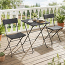3-Piece Folding Bistro Set with PE Wicker and Metal Frame by LJGDeals