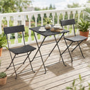 3-Piece Folding Bistro Set with PE Wicker and Metal Frame by DirectDeals