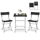 3-Piece Folding Bistro Set with PE Wicker and Metal Frame by DirectDeals