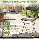 3-Piece Folding Bistro Set with PE Wicker and Metal Frame by LJGDeals