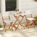 3 Piece Folding Patio Bistro Set with Foldable Design Acacia Wood Porch Chairs and Square Table by LJGDeals