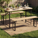 3-Piece Folding Picnic Table with Benches Fir Wood Portable Bear Camping SET by LJGDeals