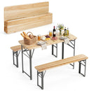 3-Piece Folding Picnic Table with Benches Fir Wood Portable Bear Camping SET by LJGDeals