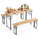 3-Piece Folding Picnic Table with Benches Fir Wood Portable Bear Camping SET by LJGDeals