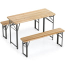 3-Piece Folding Picnic Table with Benches Fir Wood Portable Bear Camping SET by LJGDeals