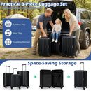 3-Piece Hardside Luggage Set (20/24/28 Inch) Lightweight with 3-Digital Lock by LJGDeals