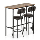 3-Piece Industrial Bar Table Set with 2 Upholstered Stools and Footrests for Dining Room by LJGDeals