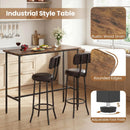 3-Piece Industrial Bar Table Set with 2 Upholstered Stools and Footrests for Dining Room by LJGDeals