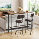 3-Piece Industrial Bar Table Set with 2 Upholstered Stools and Footrests for Dining Room by LJGDeals