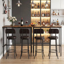 3-Piece Industrial Bar Table Set with 2 Upholstered Stools and Footrests for Dining Room by DirectDeals