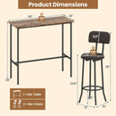 3-Piece Industrial Bar Table Set with 2 Upholstered Stools and Footrests for Dining Room by DirectDeals