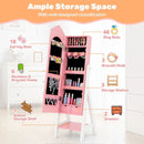 2 Pieces Kids Vanity Set and Jewelry Armoire Cabinet with Full-length Mirror by LJGDeals
