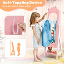 2 Pieces Kids Vanity Set and Jewelry Armoire Cabinet with Full-length Mirror by LJGDeals