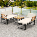 3-Piece L-Shaped Patio Furniture Set for Porch Backyard and Poolside-Beige by LJGDeals