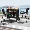 3 Piece Outdoor Bar Set with Footrest and 2-Tier Shelf by LJGDeals